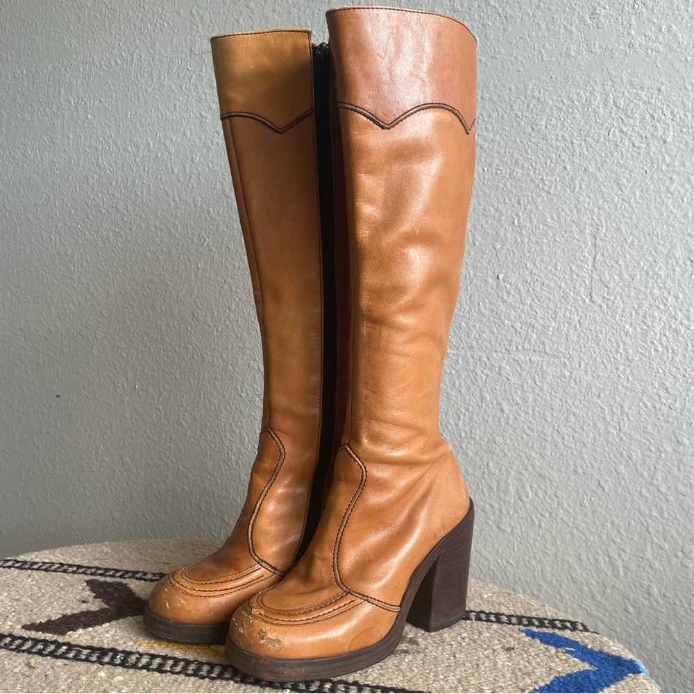 Vintage 1970s Tan Leather Campus Boots